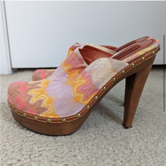 Missoni Slip On Platform Studded Wood Clog Heel - Picture 2 of 5